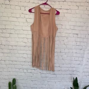 Fringe light pink suede vest
